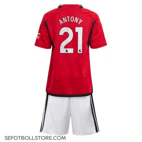 Manchester United Antony #21 Replika babykläder Hemmaställ Barn 2023-24 Kortärmad (+ korta byxor)
